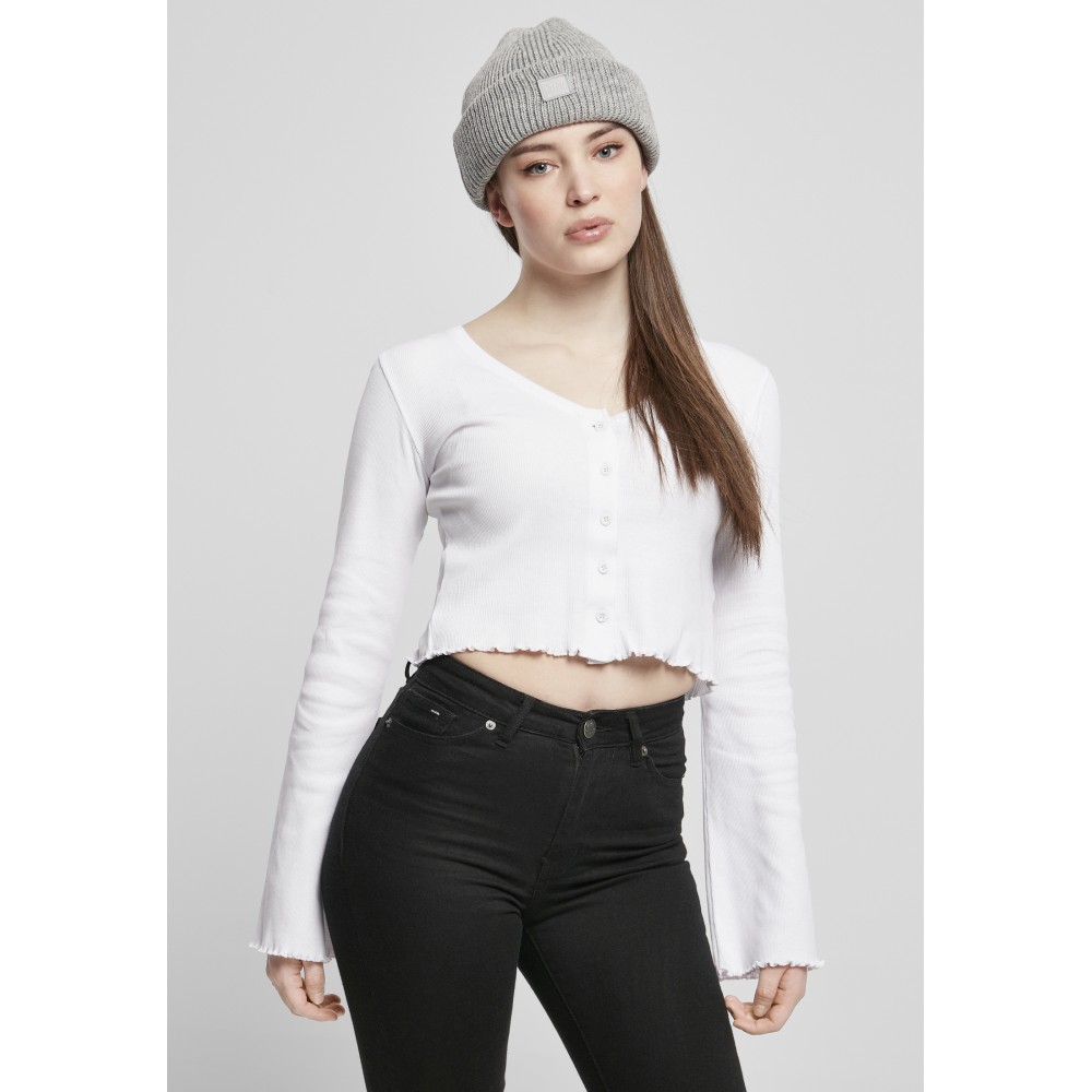 Urban Classics - Cropped Rib Cardigan - Wit